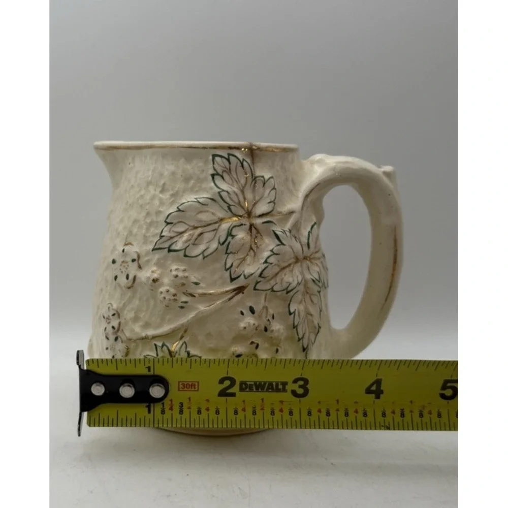 Antique Avalon Faience Blackberry White Majolica Pitcher Chesapeake Pottery
